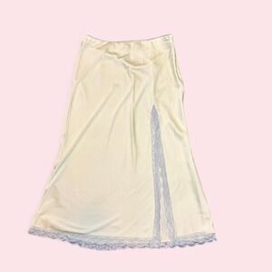 H&M Light Green Satin Lace Slip Skirt — Size 10